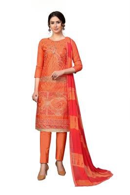 Orange embroidered cotton salwar 1