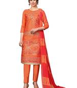 Orange embroidered cotton salwar