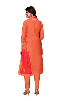 Orange embroidered cotton salwar 2