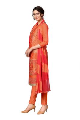 Orange embroidered cotton salwar 3