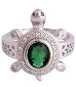 Green Stone Turtle Unisex Ring-FRL177
