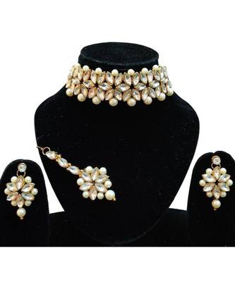 AMIAS Jewels Alloy Jewel Set (White, Silver) 1