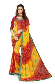 Multicolor printed georgette saree with blouse