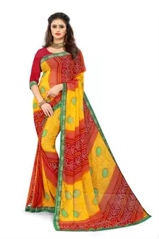 Multicolor printed georgette saree with blouse