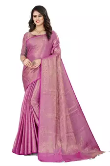 Pink brasso art silk saree with blouse