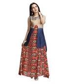 Multicolor printed silk long-kurtis