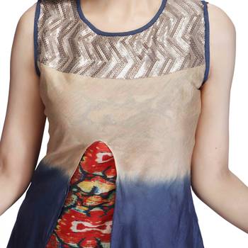 Multicolor printed silk long-kurtis 5