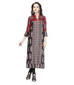 Brown printed georgette long-kurtis