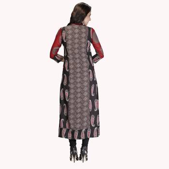 Brown printed georgette long-kurtis 2