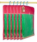 atorakushon Satin Pink Hanging Saree Cover Wardrobe Cloth organizer for Storage Rack Garment Storage Bags Pack of 6