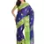 Blue printed art silk saree with blouse