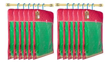 atorakushon Satin Pink Hanging Saree Cover Wardrobe Cloth organizer for Storage Rack Garment Storage Bags Pack of 12 1