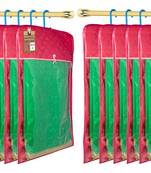 atorakushon Satin Pink Hanging Saree Cover Wardrobe Cloth organizer for Storage Rack Garment Storage Bags Pack of 12