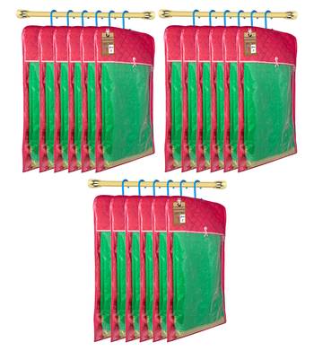 atorakushon Satin Pink Hanging Saree Cover Wardrobe Cloth organizer for Storage Rack Garment Storage Bags Pack of 18 1
