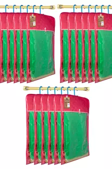 atorakushon Satin Pink Hanging Saree Cover Wardrobe Cloth organizer for Storage Rack Garment Storage Bags Pack of 18