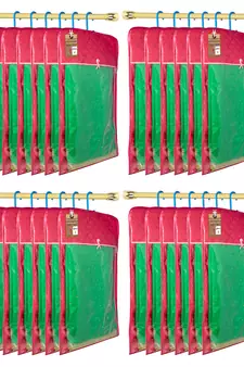 atorakushon Satin Pink Hanging Saree Cover Wardrobe Cloth organizer for Storage Rack Garment Storage Bags Pack of 24