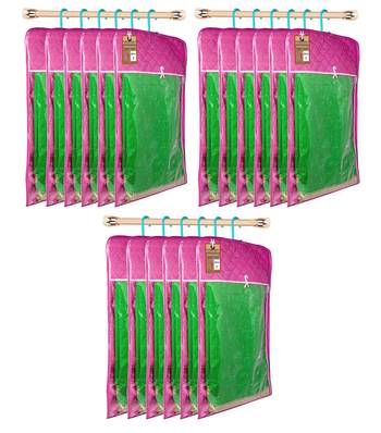 atorakushon Satin Purple Hanging Saree Cover Wardrobe Cloth organizer for Storage Rack Garment Storage Bags Pack of 18 1