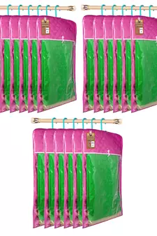 atorakushon Satin Purple Hanging Saree Cover Wardrobe Cloth organizer for Storage Rack Garment Storage Bags Pack of 18
