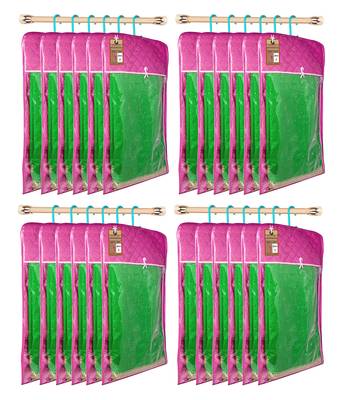 atorakushon Satin Purple Hanging Saree Cover Wardrobe Cloth organizer for Storage Rack Garment Storage Bags Pack of 24 1