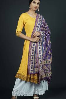 Purple Banarasi Cotton Silk Bandhej Meena Dupatta