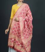 Pink Banarasi Cotton Silk Bandhej Meena Dupatta
