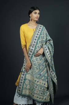 Grey Banarasi Cotton Silk Bandhej Meena Dupatta