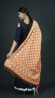 Orange Banarasi Cotton Silk bandhej Dupatta 3