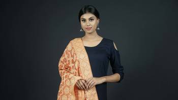 Orange Banarasi Cotton Silk bandhej Dupatta 4