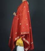 Red Banarasi Pure Chanderi Silk Jaamdani Dupatta