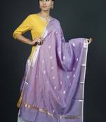 Purple Banarasi Pure Chanderi Silk Jaamdani Dupatta