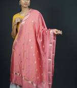 Pink Banarasi Pure Chanderi Silk Jaamdani Dupatta