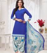 Women's blue color crepe printed unstitched salwar suit material