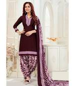 Women's purple color crepe printed unstitched salwar suit material
