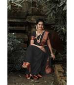 Black jacquard Border Saree With Seprate Blouse