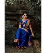 Blue jacquard Border Saree With Seprate Blouse