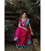 pink jacquard Border Saree With Seprate Blouse