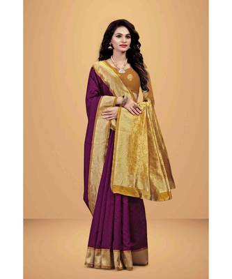 Purple Jacquard All Over Weaving Saree With Seprate Blouse 1