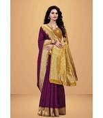 Purple Jacquard All Over Weaving Saree With Seprate Blouse