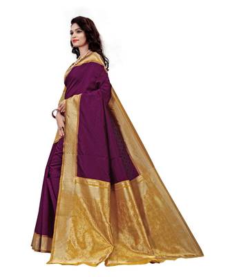 Purple Jacquard All Over Weaving Saree With Seprate Blouse 3