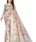 Grey Banarasi Silk Jacquard Work Designer Saree