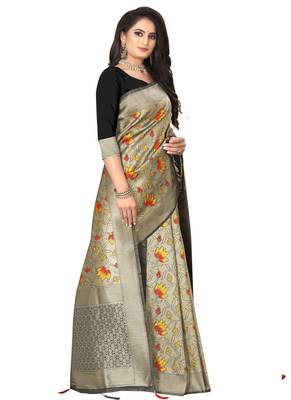 Black Banarasi Silk Jacquard Work Designer Saree 2