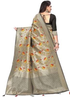 Black Banarasi Silk Jacquard Work Designer Saree 3