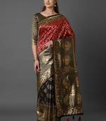 Red And Black Banarasi Silk Jacquard Work Designer Saree