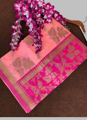 Light Peach Banarasi Silk Weaving Designer Saree 2