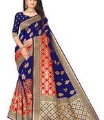 Navy Blue Banarasi Silk Jacquard Work Designer Saree