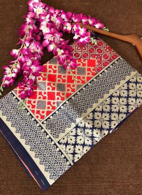Navy Blue Banarasi Silk Jacquard Work Designer Saree 3