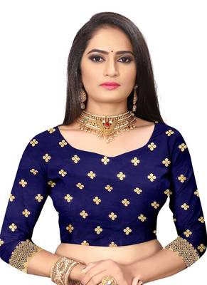 Navy Blue Banarasi Silk Jacquard Work Designer Saree 4