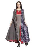 Red printed georgette long-kurtis