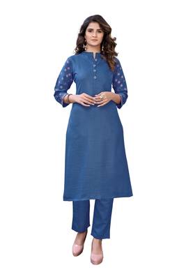 Blue printed cotton ethnic-kurtis 1