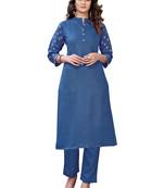 Blue printed cotton ethnic-kurtis